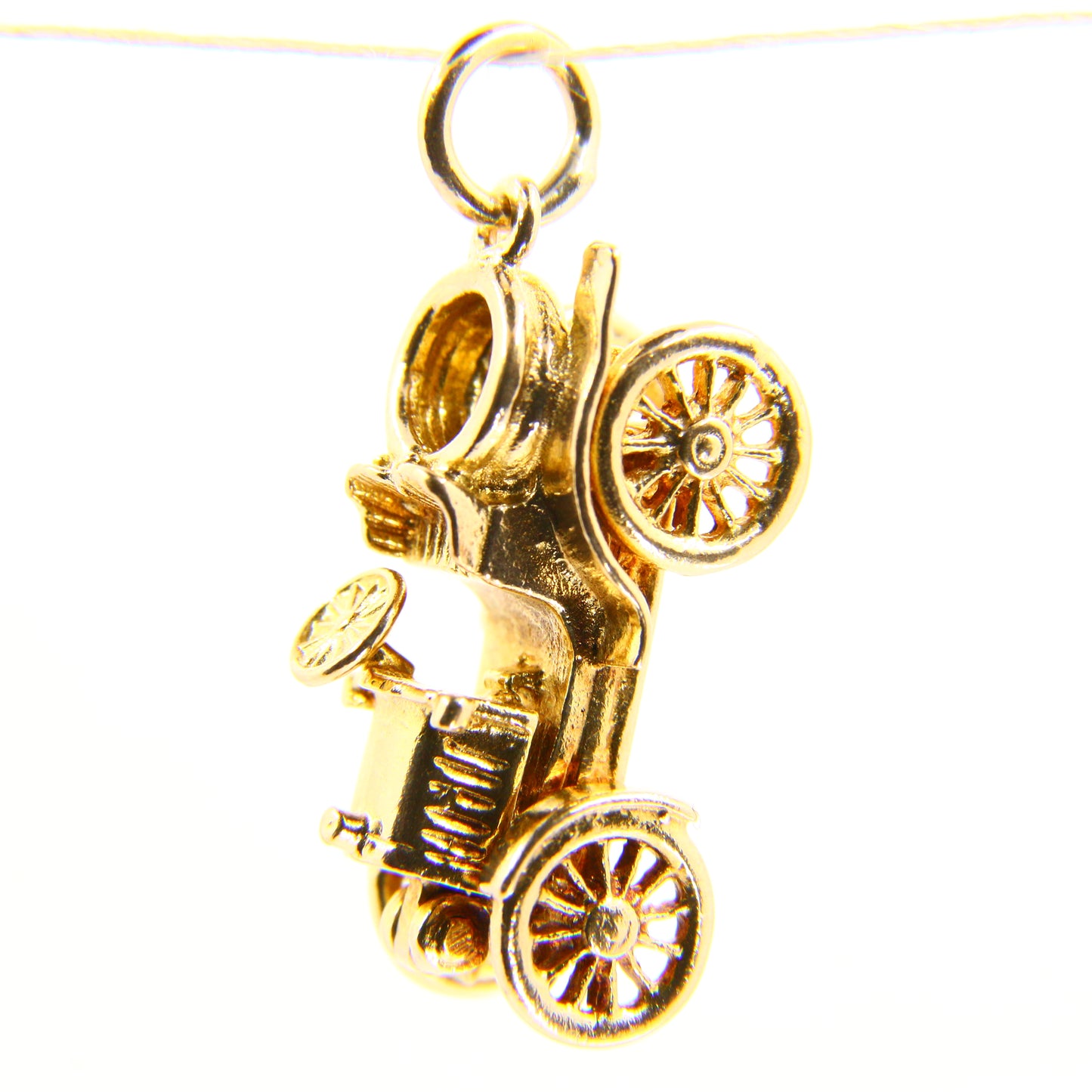Vintage 9ct Automobile Opening Charm Detailed Yellow Gold Hallmarked Car Pendant
