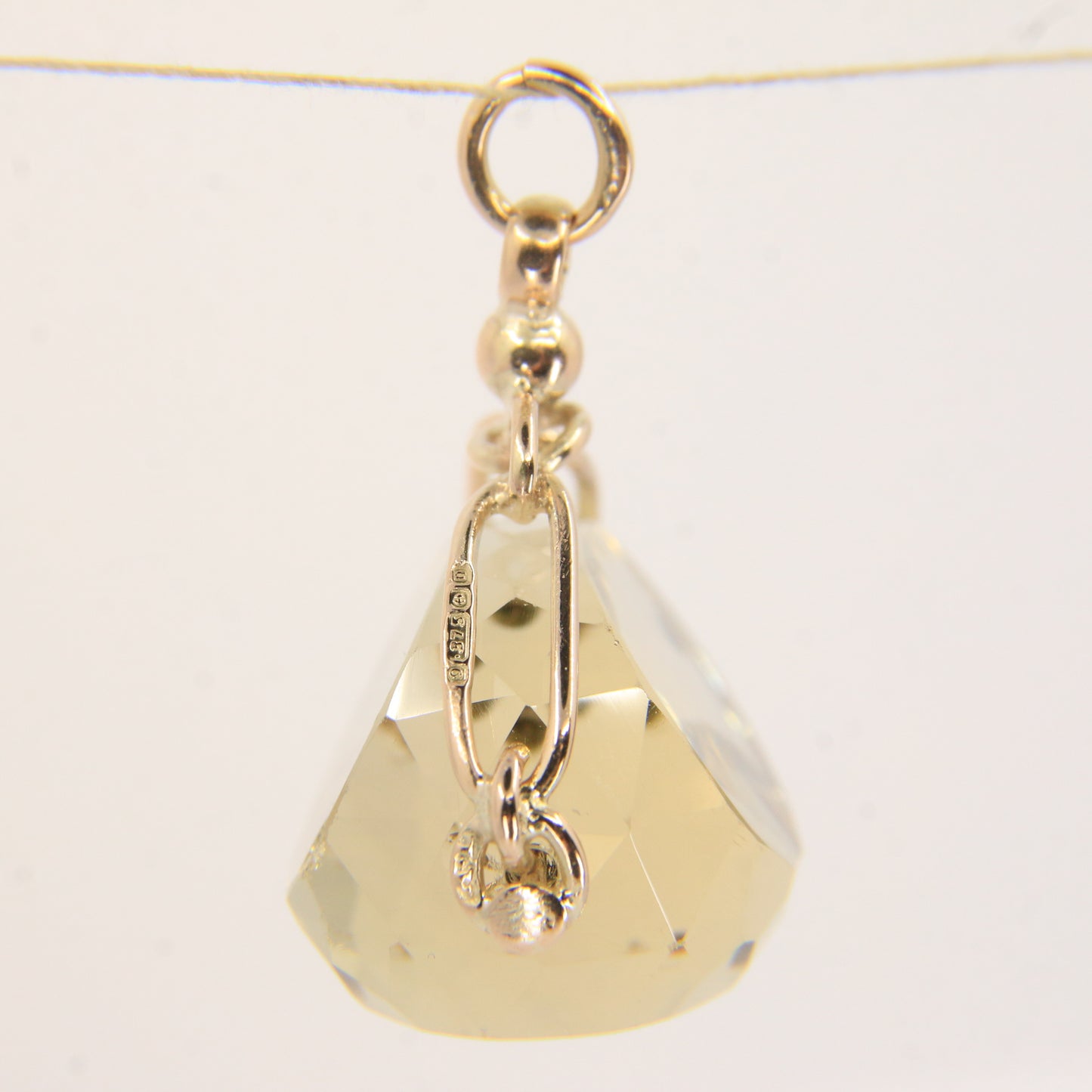Vintage 9ct Hallmarked Citrine Spinner Pendant Yellow Gold Charm