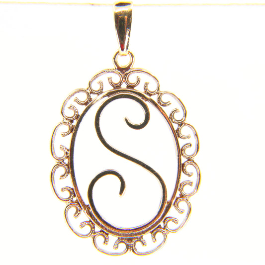 Vintage 9ct Gold 'S' Pendant Charm Hallmarked Solid Yellow Gold Letter Jewellery Gift