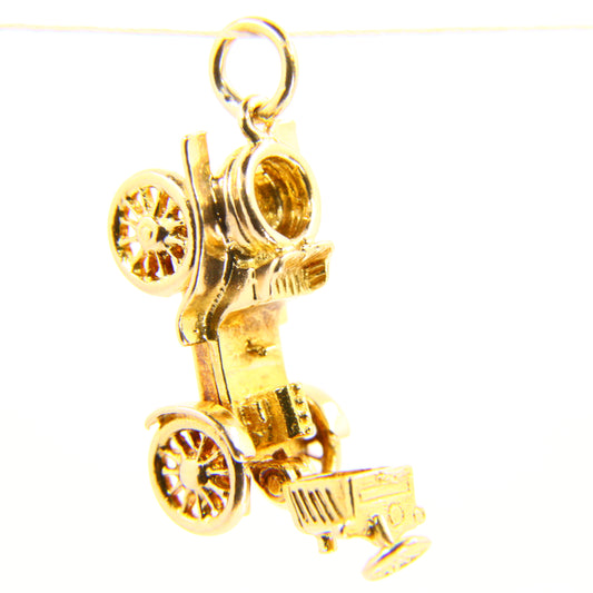 Vintage 9ct Automobile Opening Charm Detailed Yellow Gold Hallmarked Car Pendant