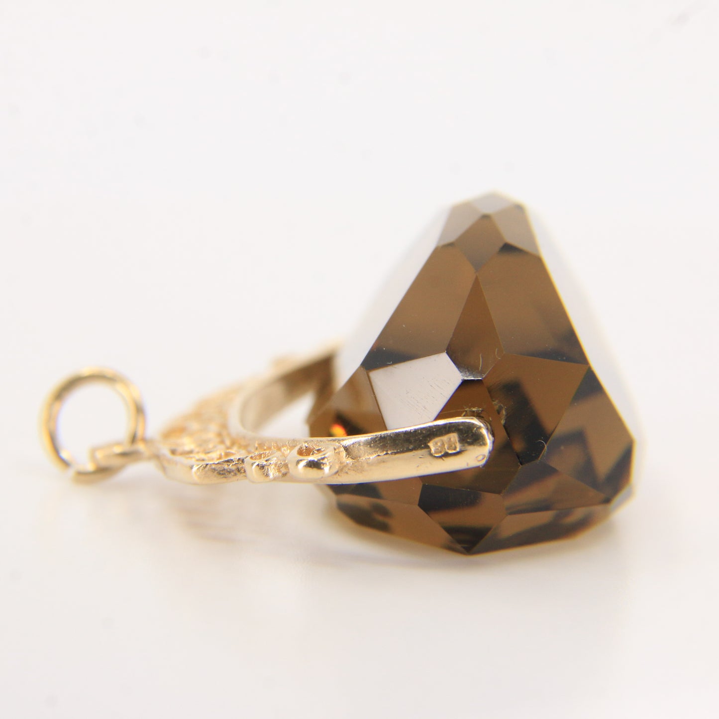 Vintage 9ct Hallmarked Smokey Quartz Spinner Fob Pendant Yellow Gold Charm