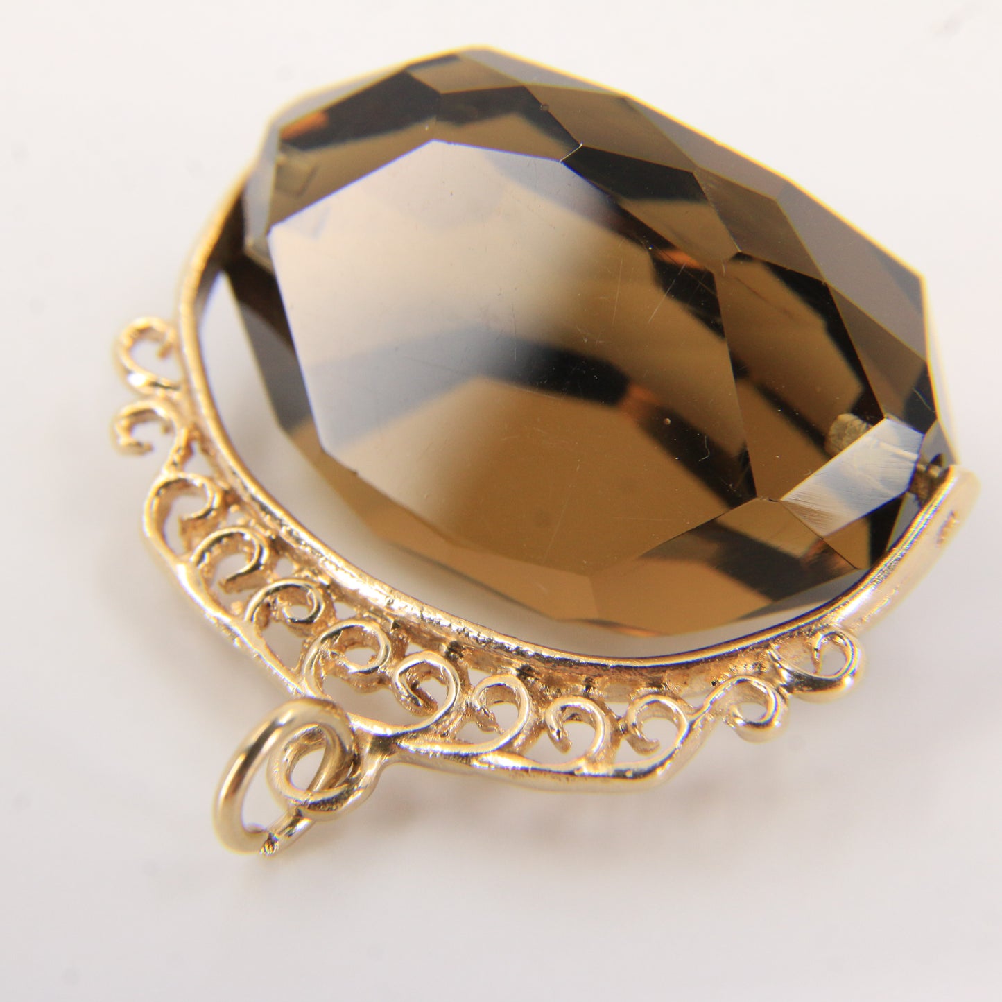 Vintage 9ct Hallmarked Smokey Quartz Spinner Fob Pendant Yellow Gold Charm