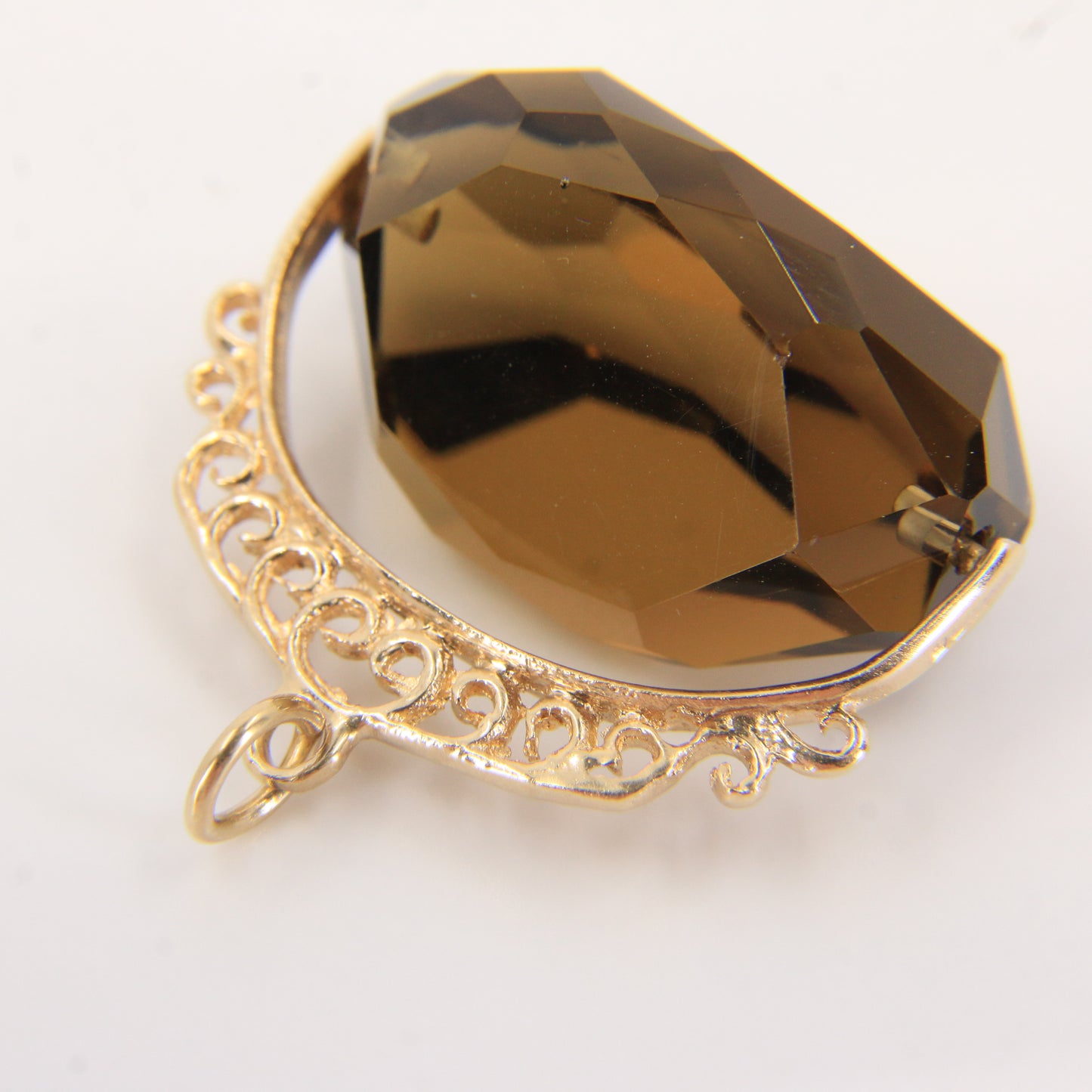 Vintage 9ct Hallmarked Smokey Quartz Spinner Fob Pendant Yellow Gold Charm