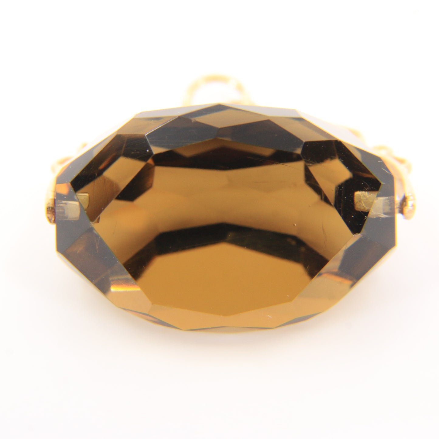 Vintage 9ct Hallmarked Smokey Quartz Spinner Fob Pendant Yellow Gold Charm