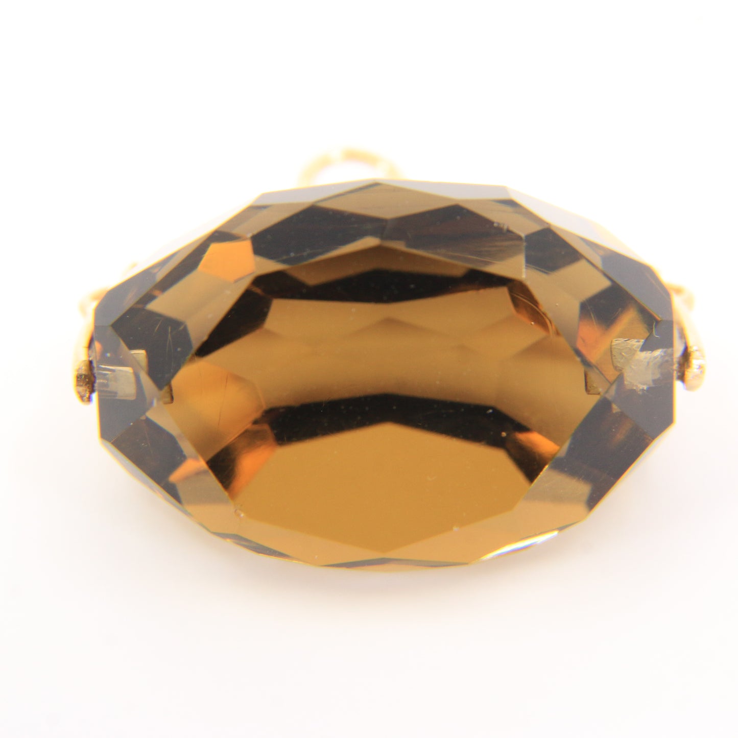 Vintage 9ct Hallmarked Smokey Quartz Spinner Fob Pendant Yellow Gold Charm