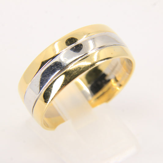 Vintage 18ct Hallmarked Dual Tone Wedding Band Gold Ring Boxed UK SIZE Z3