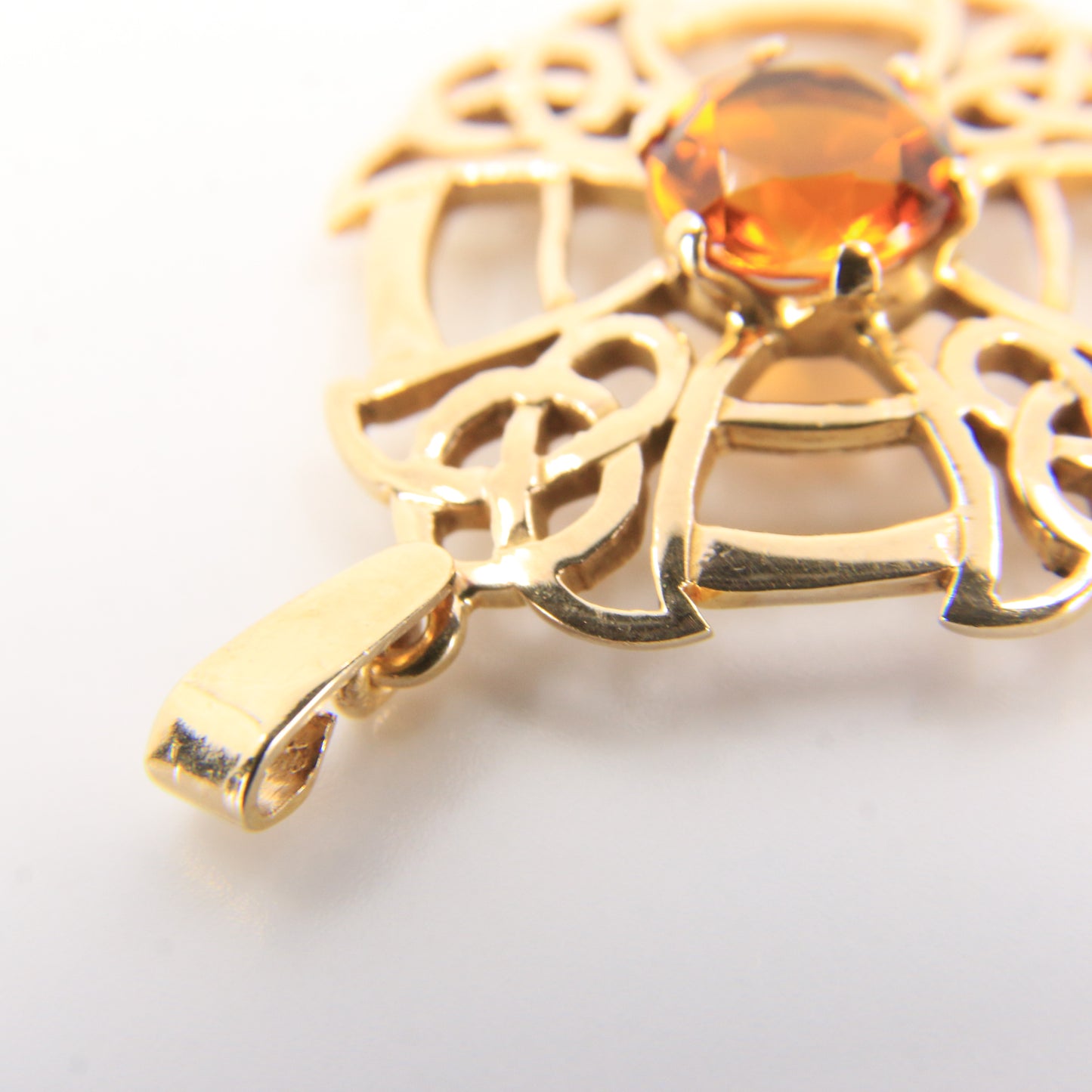 Vintage 9ct Hallmarked Citrine Celtic Cross Pendant Gold Charm