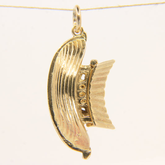 Vintage 9ct Hallmarked Noahs Ark Opening Boat Pendant Charm