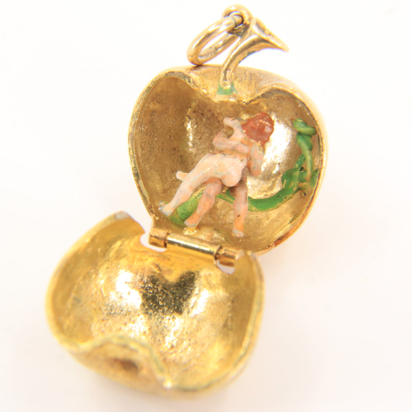 Vintage 9ct Gold Hallmarked Adam and Eve Opening Apple Pendant Charm