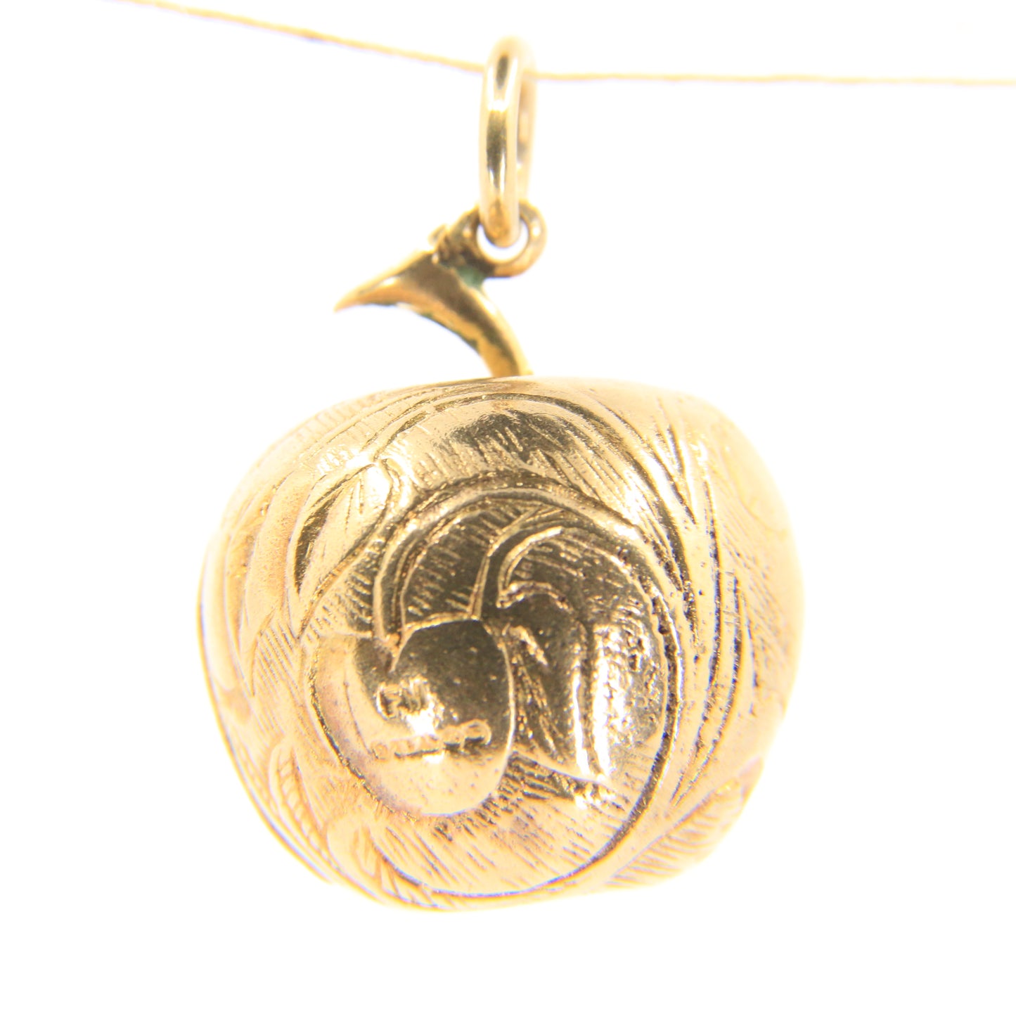 Vintage 9ct Gold Hallmarked Adam and Eve Opening Apple Pendant Charm