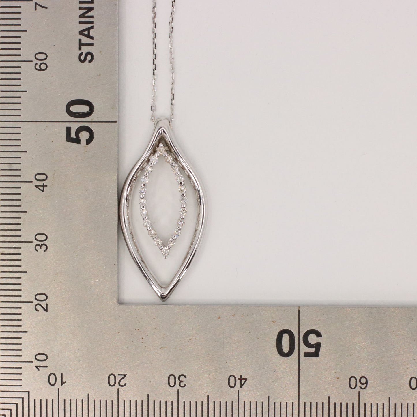 Vintage 18ct Hallmarked Chimento White Gold Diamond 18 Inch Pendant Necklace