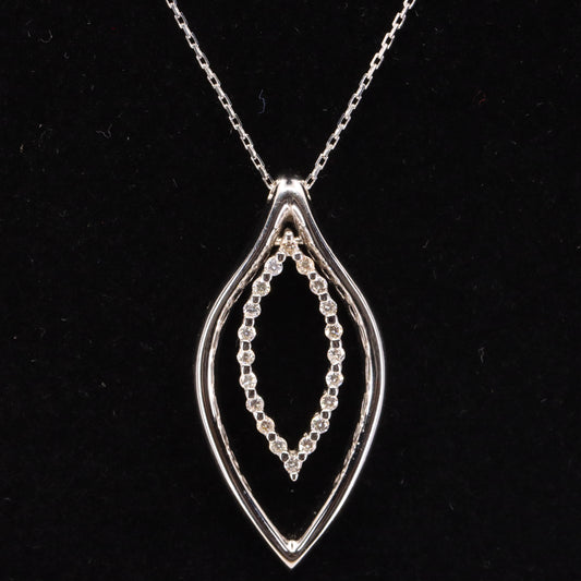 Vintage 18ct Hallmarked Chimento White Gold Diamond 18 Inch Pendant Necklace