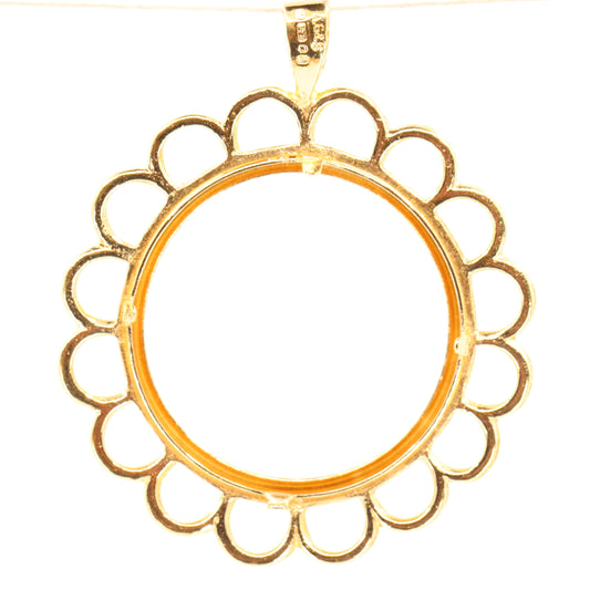 Vintage 9ct Hallmarked Gold Full Sovereign Coin Mount Pendant Display Frame