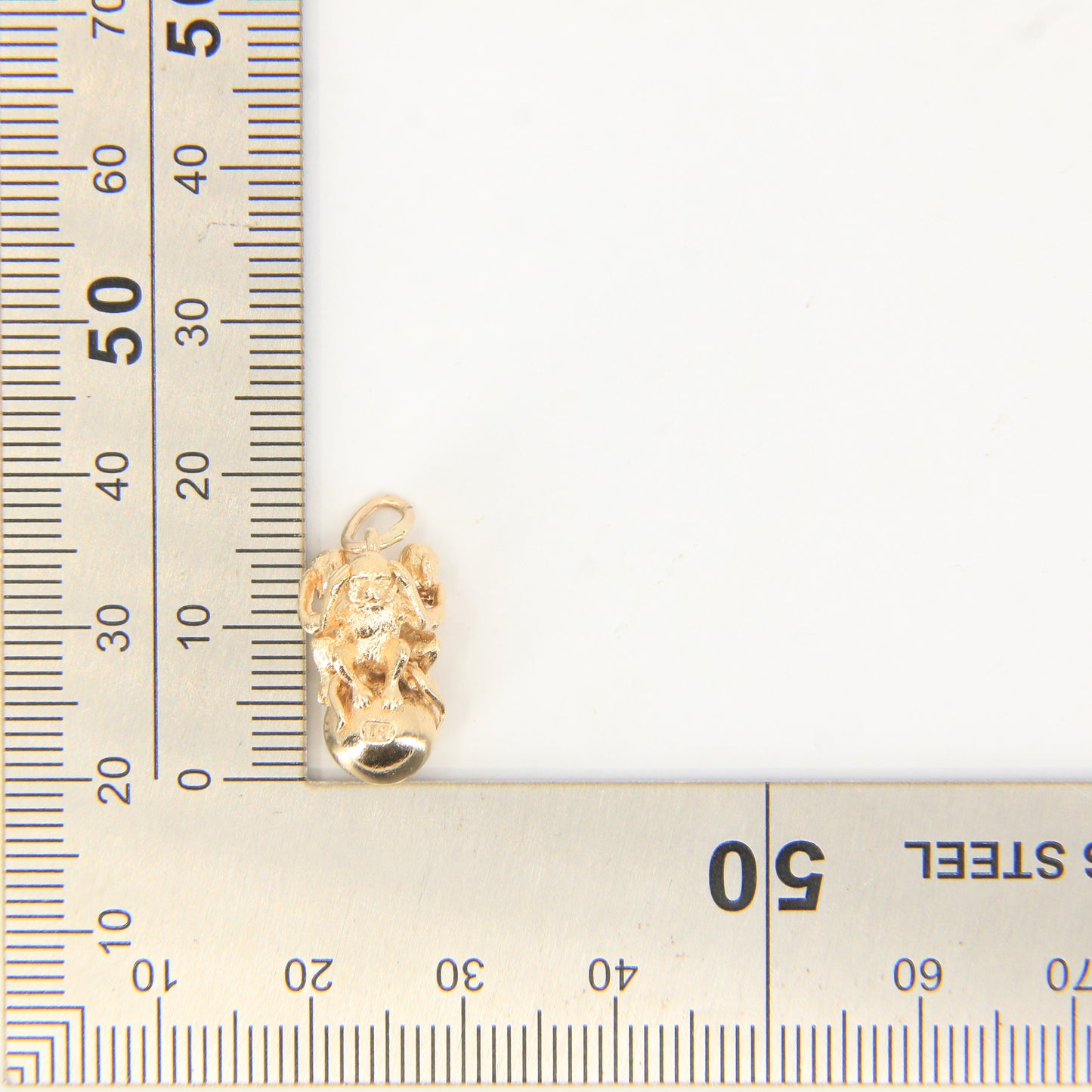 Vintage 9ct Three Wise Monkeys Pendant Charm Yellow Gold Gift