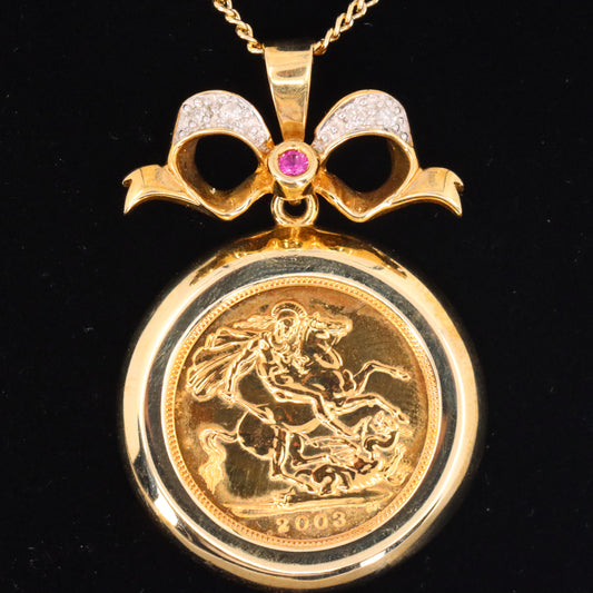 Royal Mint Eternal Love 2003 Half Sovereign Pendant Necklace 18 Inch Certificate