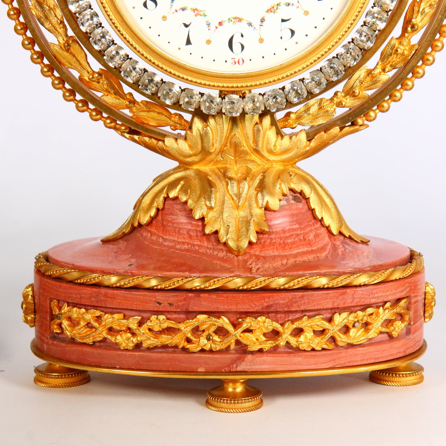 Antique Clock 1900's Marble French Ormolu Lyre Garniture with Swinging Pendulum Striking Mantel Clock