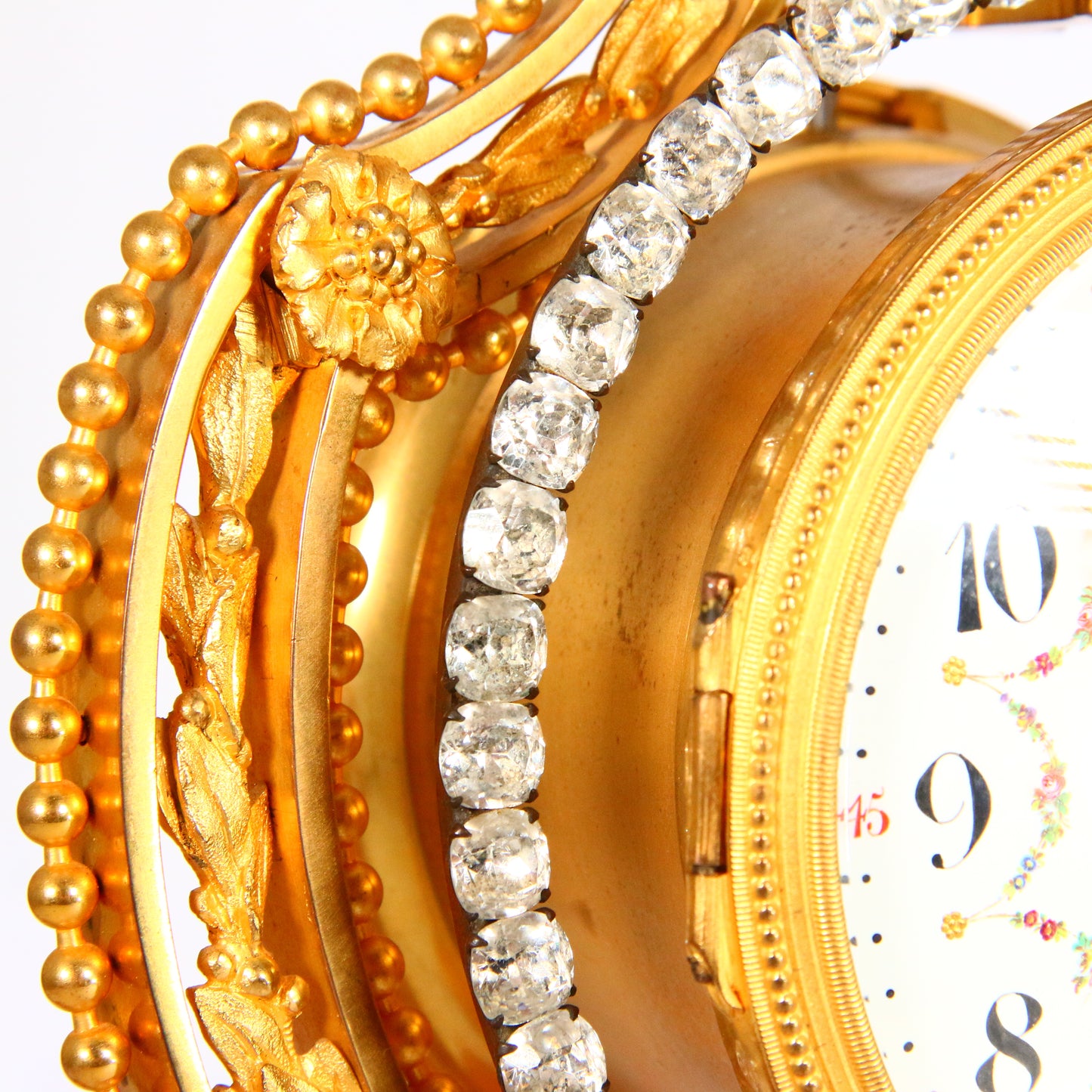 Antique Clock 1900's Marble French Ormolu Lyre Garniture with Swinging Pendulum Striking Mantel Clock