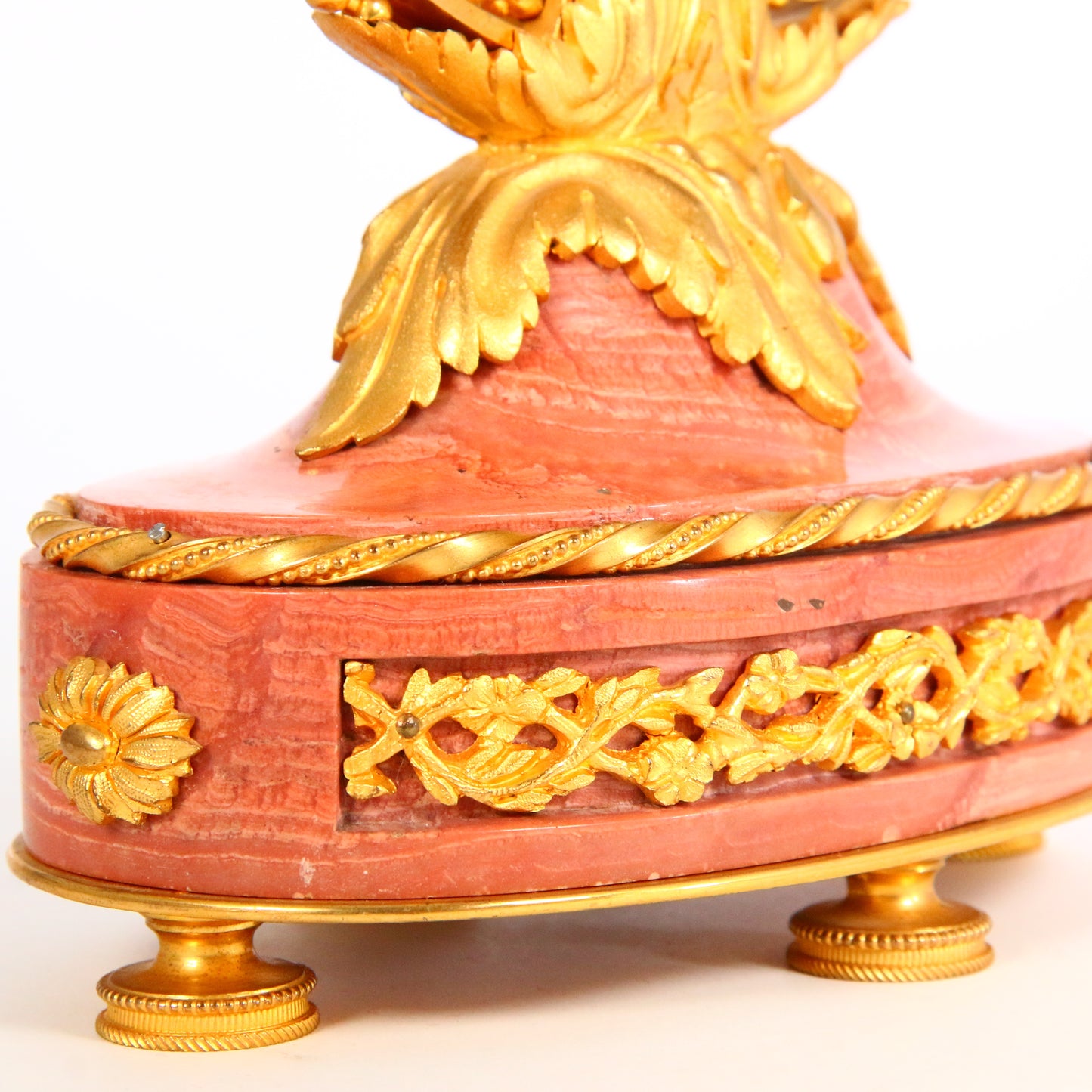 Antique Clock 1900's Marble French Ormolu Lyre Garniture with Swinging Pendulum Striking Mantel Clock