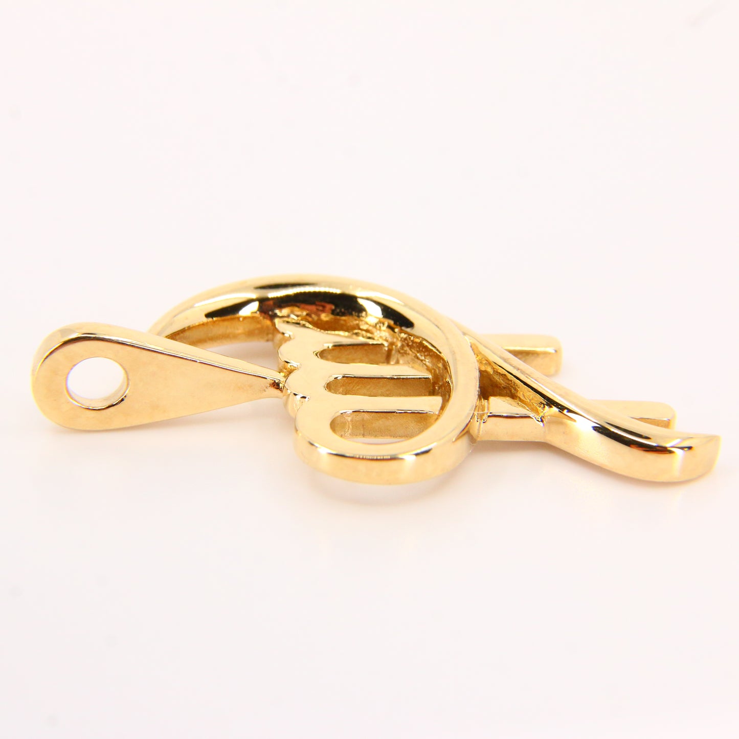 Modern 9ct Virgo Moon Sign Pendant Charm 9 Carat Yellow Gold Zodiac Jewellery Gift