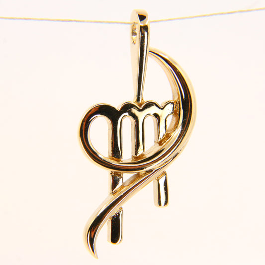 Modern 9ct Virgo Moon Sign Pendant Charm 9 Carat Yellow Gold Zodiac Jewellery Gift