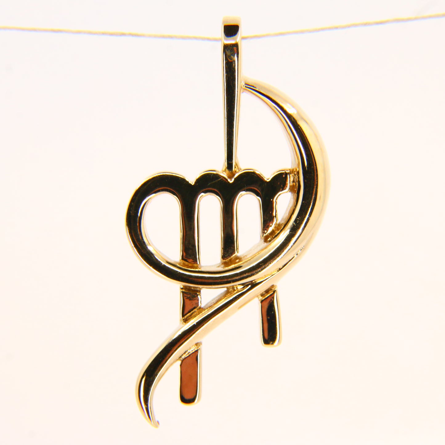 Modern 9ct Virgo Moon Sign Pendant Charm 9 Carat Yellow Gold Zodiac Jewellery Gift