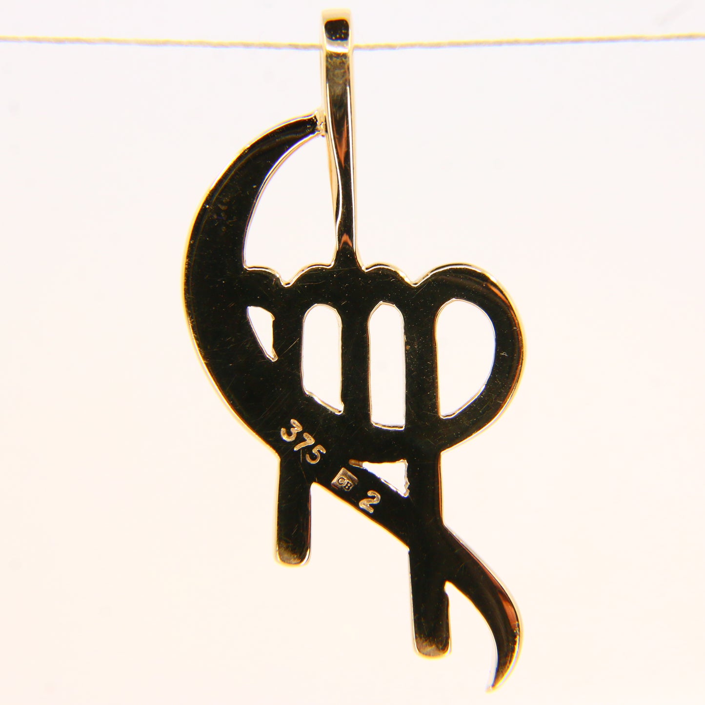 Modern 9ct Virgo Moon Sign Pendant Charm 9 Carat Yellow Gold Zodiac Jewellery Gift