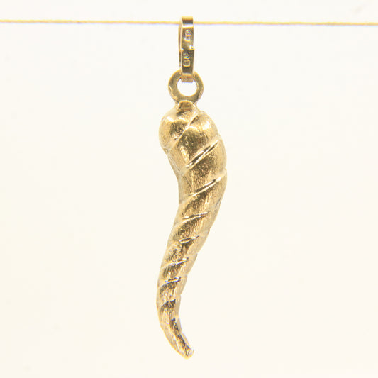 Vintage 9ct Hallmarked Cornucopia Pendant Charm Italian Lucky Gold Gift