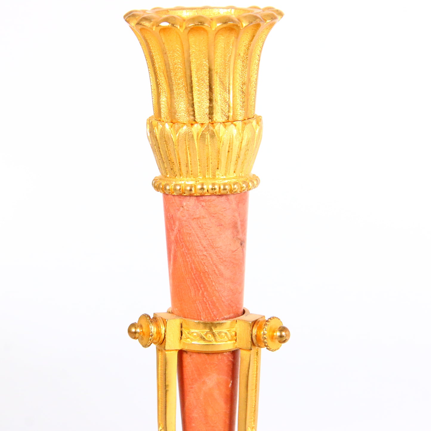 Antique Clock 1900's Marble French Ormolu Lyre Garniture with Swinging Pendulum Striking Mantel Clock