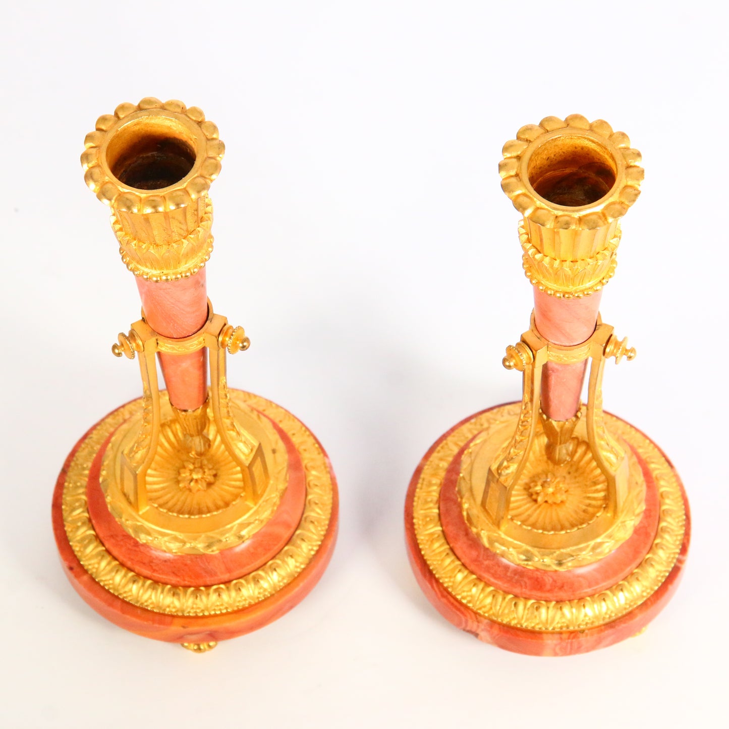 Antique Clock 1900's Marble French Ormolu Lyre Garniture with Swinging Pendulum Striking Mantel Clock