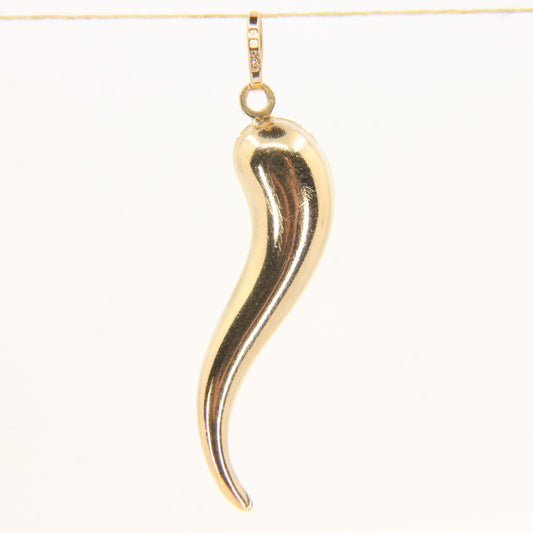 Vintage 9ct Hallmarked Cornucopia Pendant Charm Italian Lucky Gold Gift