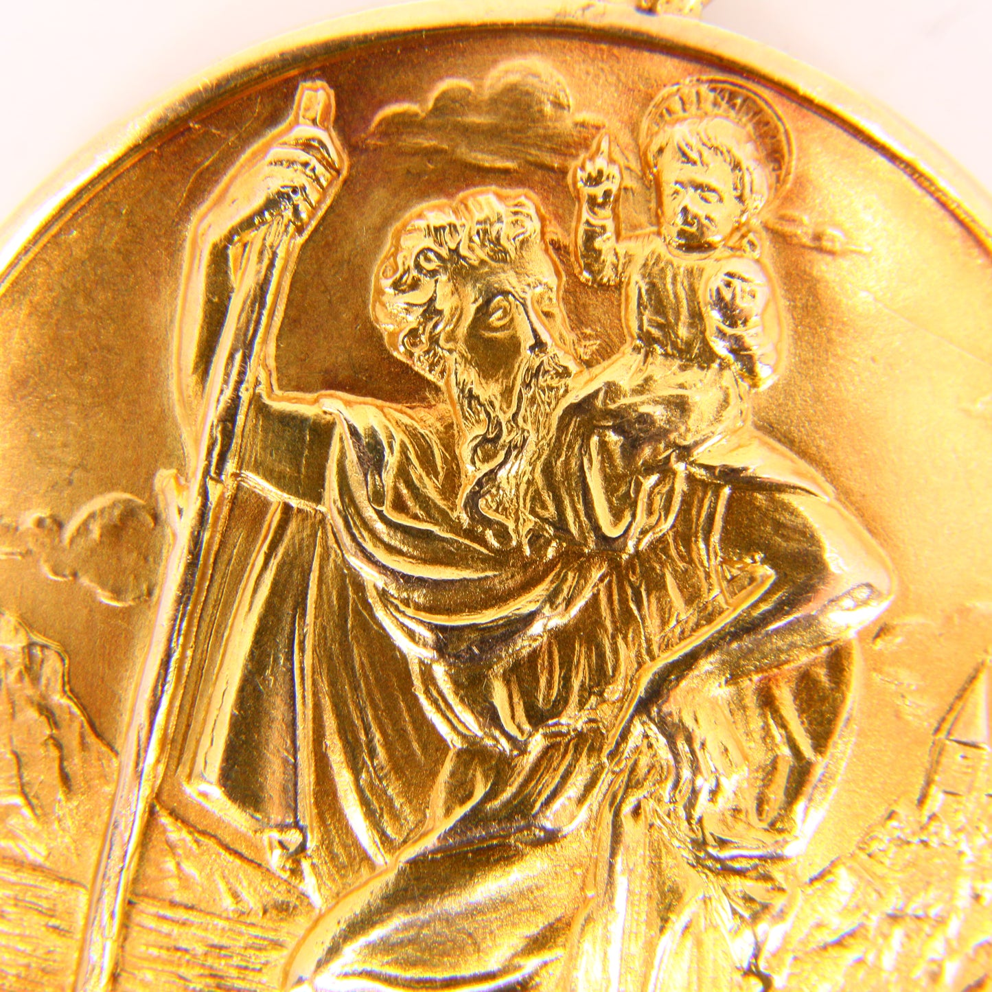 Large Vintage 9ct ST Christopher Travel Charm 9 Carat Yellow Gold Pendant Gift