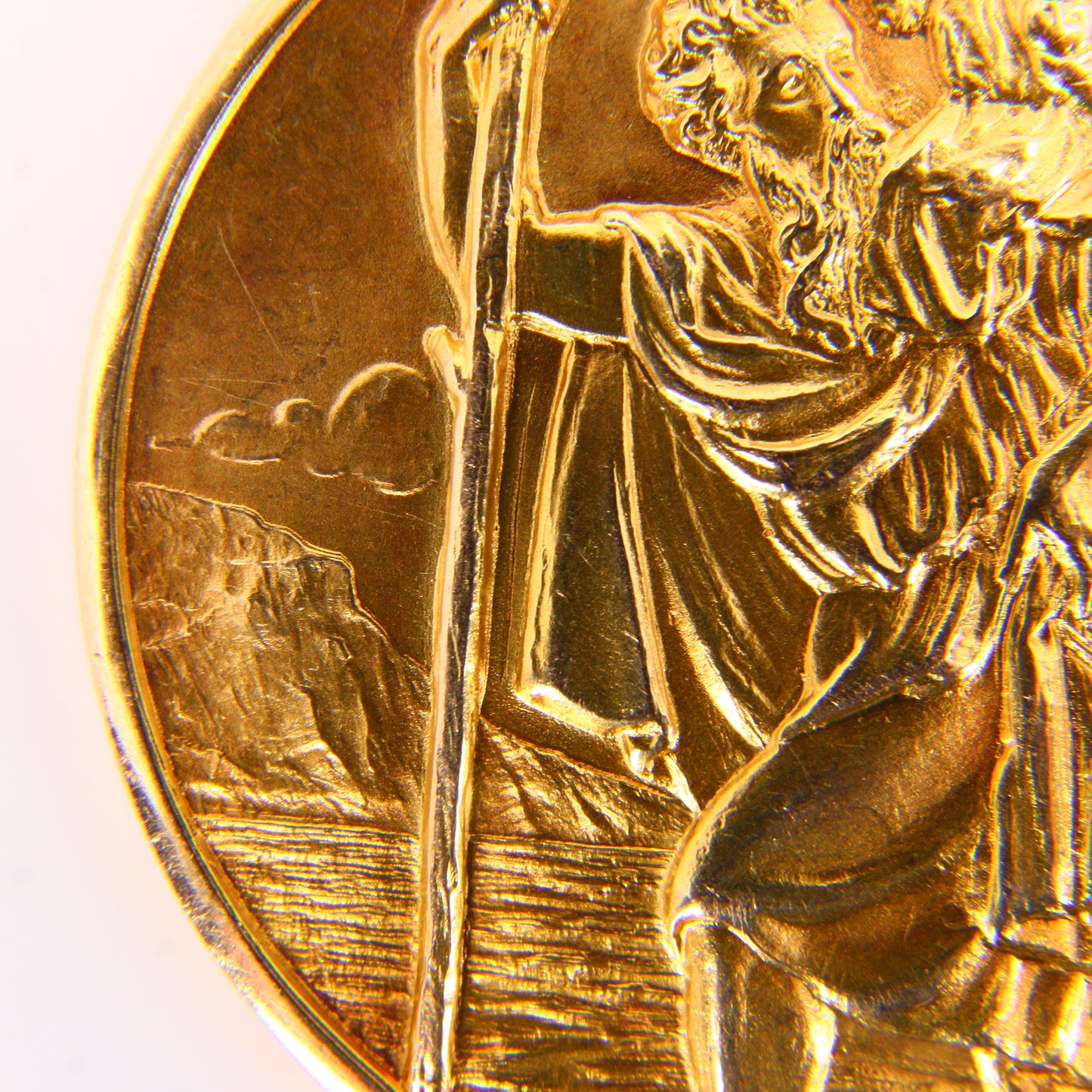 Large Vintage 9ct ST Christopher Travel Charm 9 Carat Yellow Gold Pendant Gift