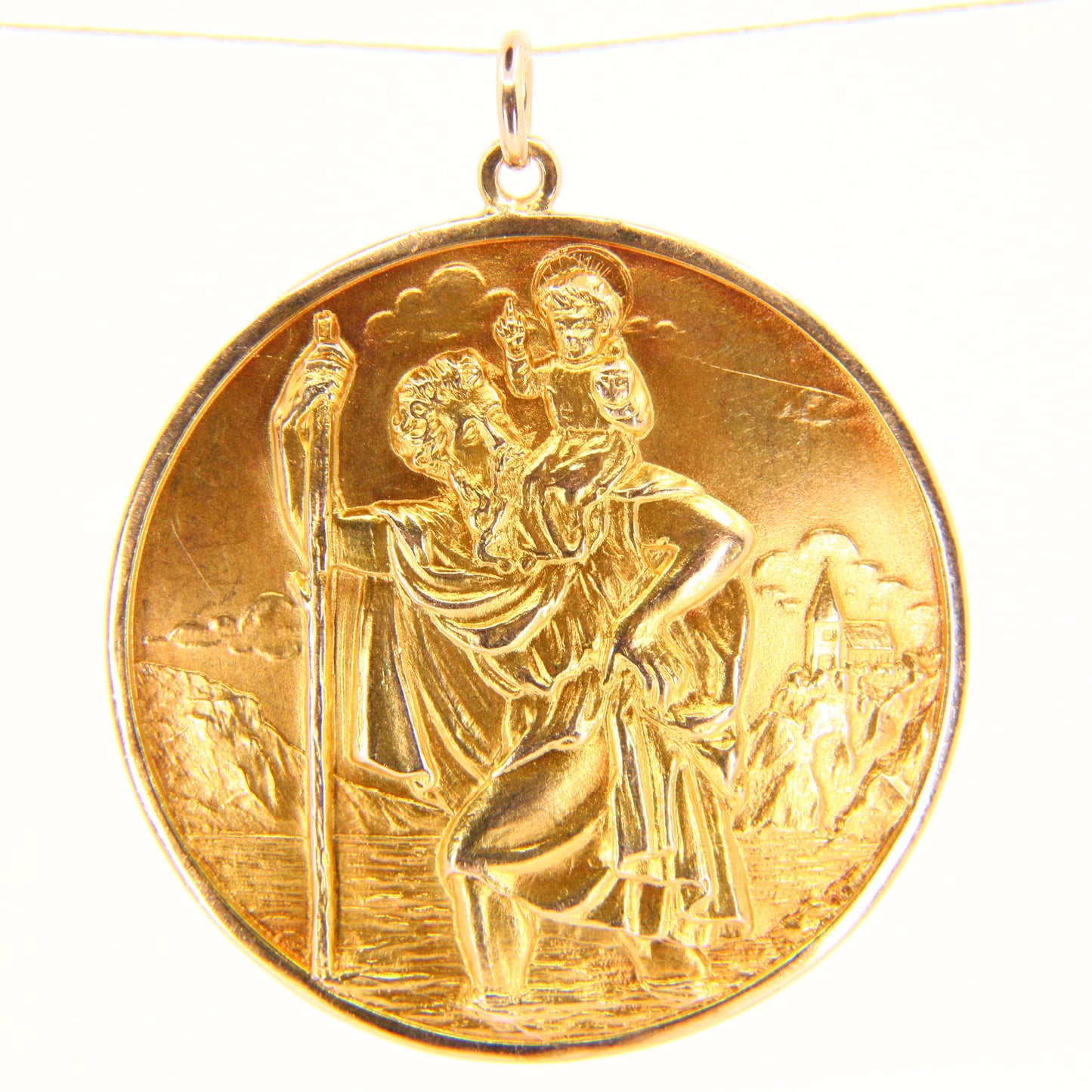 Large Vintage 9ct ST Christopher Travel Charm 9 Carat Yellow Gold Pendant Gift