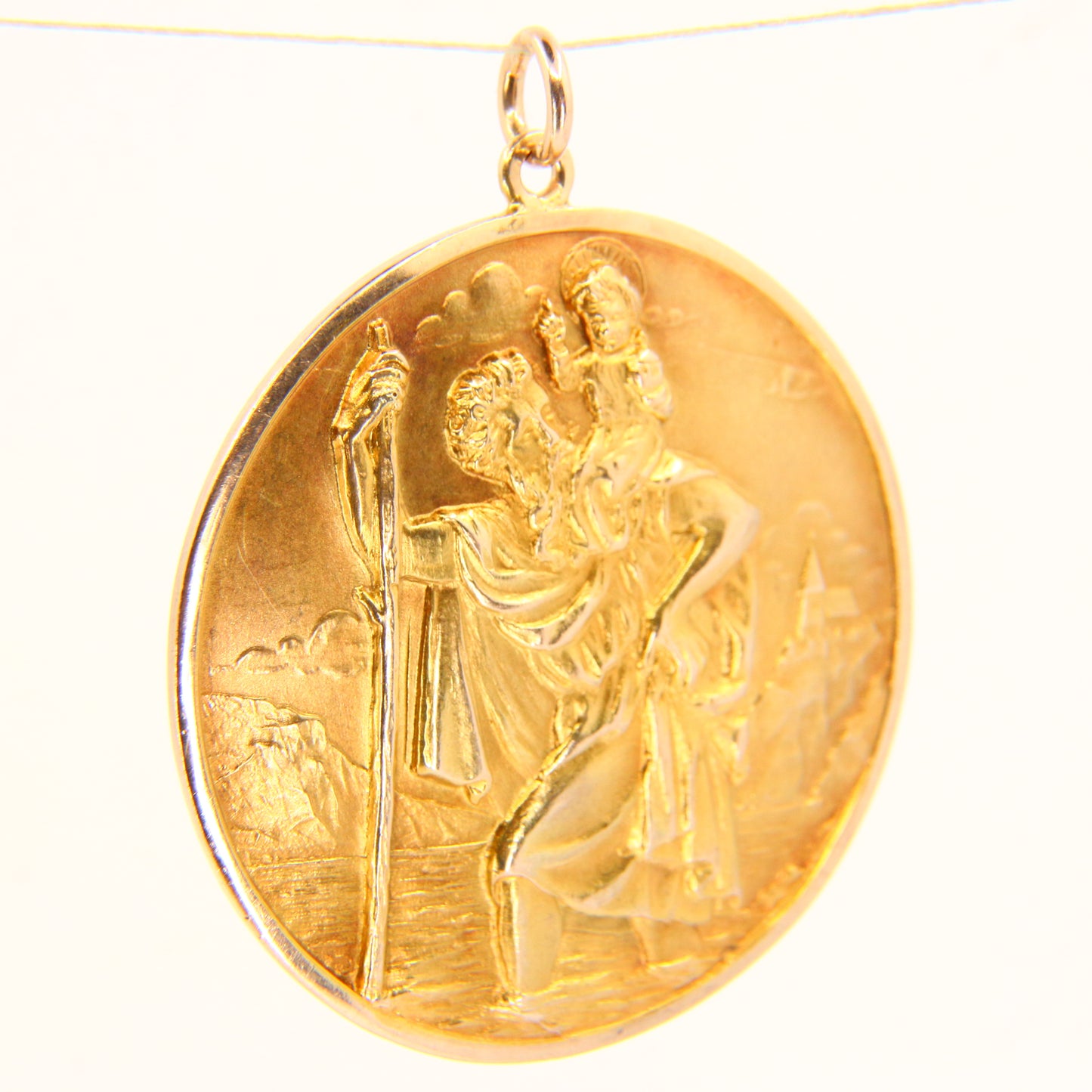 Large Vintage 9ct ST Christopher Travel Charm 9 Carat Yellow Gold Pendant Gift