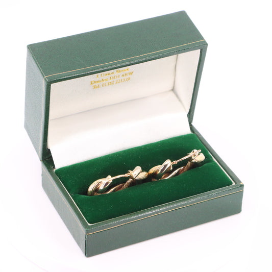 Vintage 9ct Hallmarked Two Tone Gold Twist Creole Hoop Earrings Boxed Gift