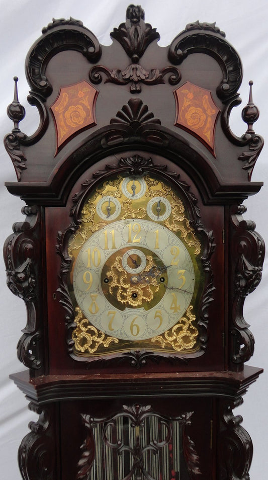 Large Antique English Tubular Mahogany Longcase Clock c.1900 – T. Armstrong Manchester
