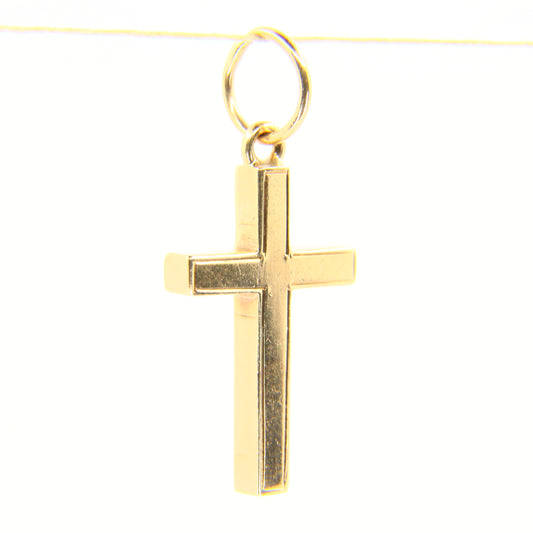 Vintage 9ct Gold Cross Pendant | Hallmarked 2002 w/ Queen’s Head Charm