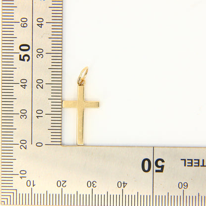Vintage 9ct Gold Cross Pendant | Hallmarked 2002 w/ Queen’s Head Charm