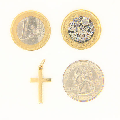 Vintage 9ct Gold Cross Pendant | Hallmarked 2002 w/ Queen’s Head Charm