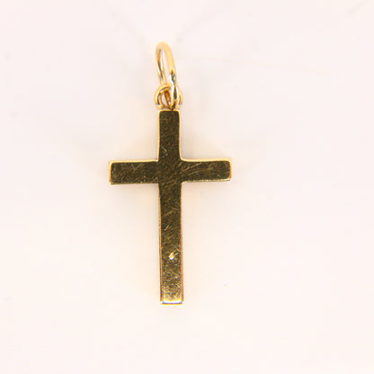 Vintage 9ct Gold Cross Pendant | Hallmarked 2002 w/ Queen’s Head Charm