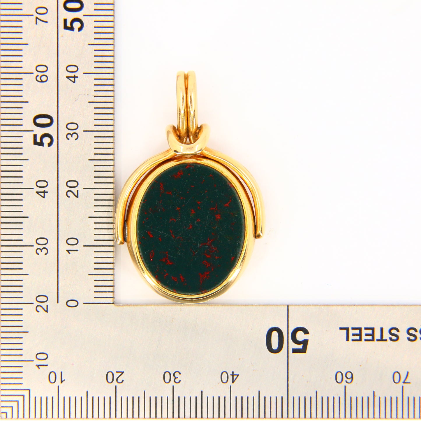 Antique Hallmarked 18ct Gold Spinner Pendant Bloodstone Carnelian Fob
