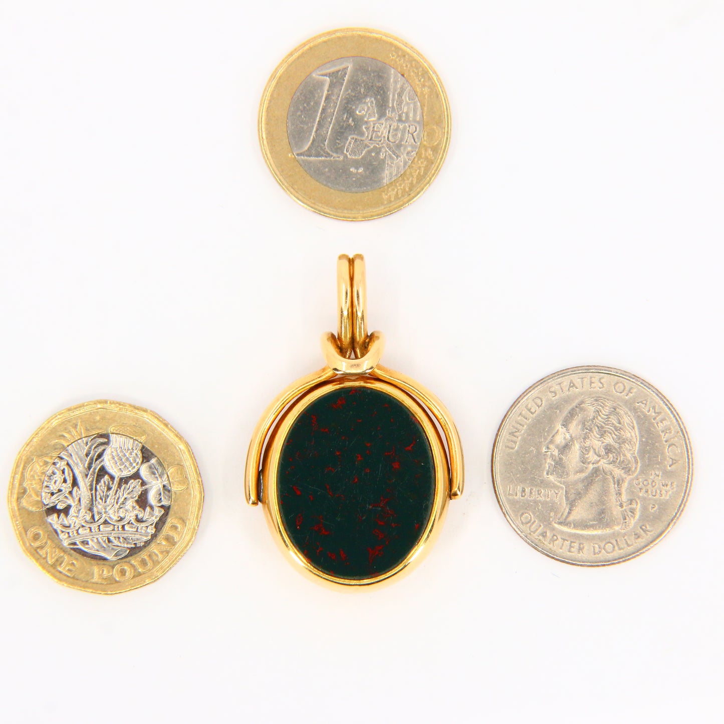 Antique Hallmarked 18ct Gold Spinner Pendant Bloodstone Carnelian Fob