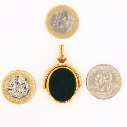 Antique Hallmarked 18ct Gold Spinner Pendant Bloodstone Carnelian Fob