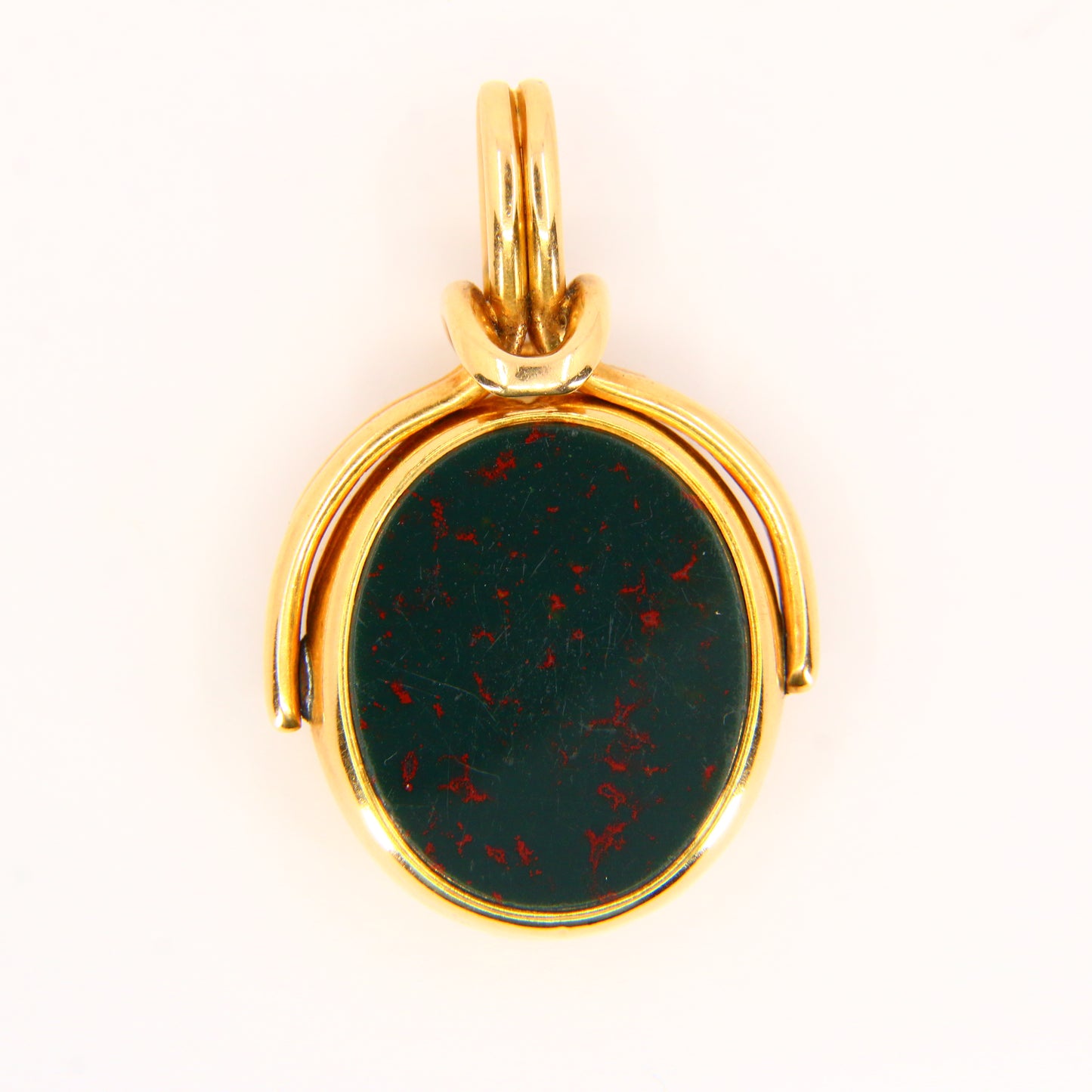 Antique Hallmarked 18ct Gold Spinner Pendant Bloodstone Carnelian Fob