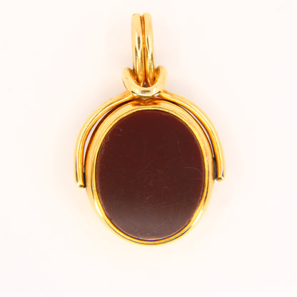 Antique Hallmarked 18ct Gold Spinner Pendant Bloodstone Carnelian Fob