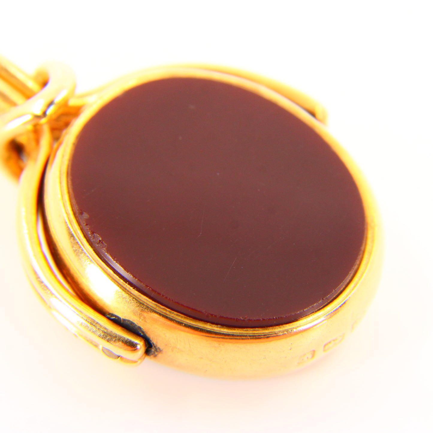 Antique Hallmarked 18ct Gold Spinner Pendant Bloodstone Carnelian Fob