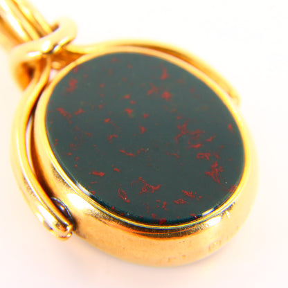 Antique Hallmarked 18ct Gold Spinner Pendant Bloodstone Carnelian Fob