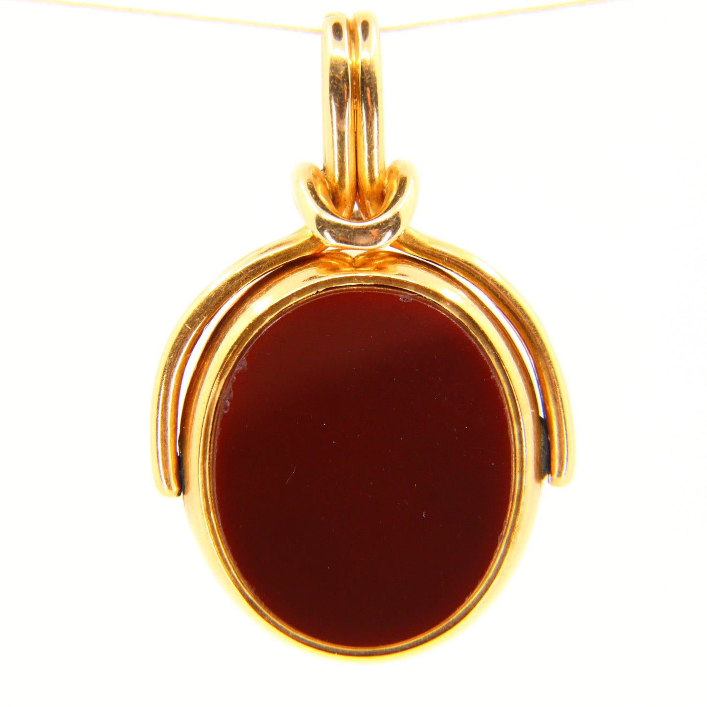 Antique Hallmarked 18ct Gold Spinner Pendant Bloodstone Carnelian Fob
