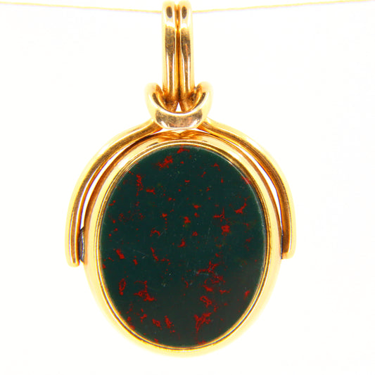 Antique Hallmarked 18ct Gold Spinner Pendant Bloodstone Carnelian Fob
