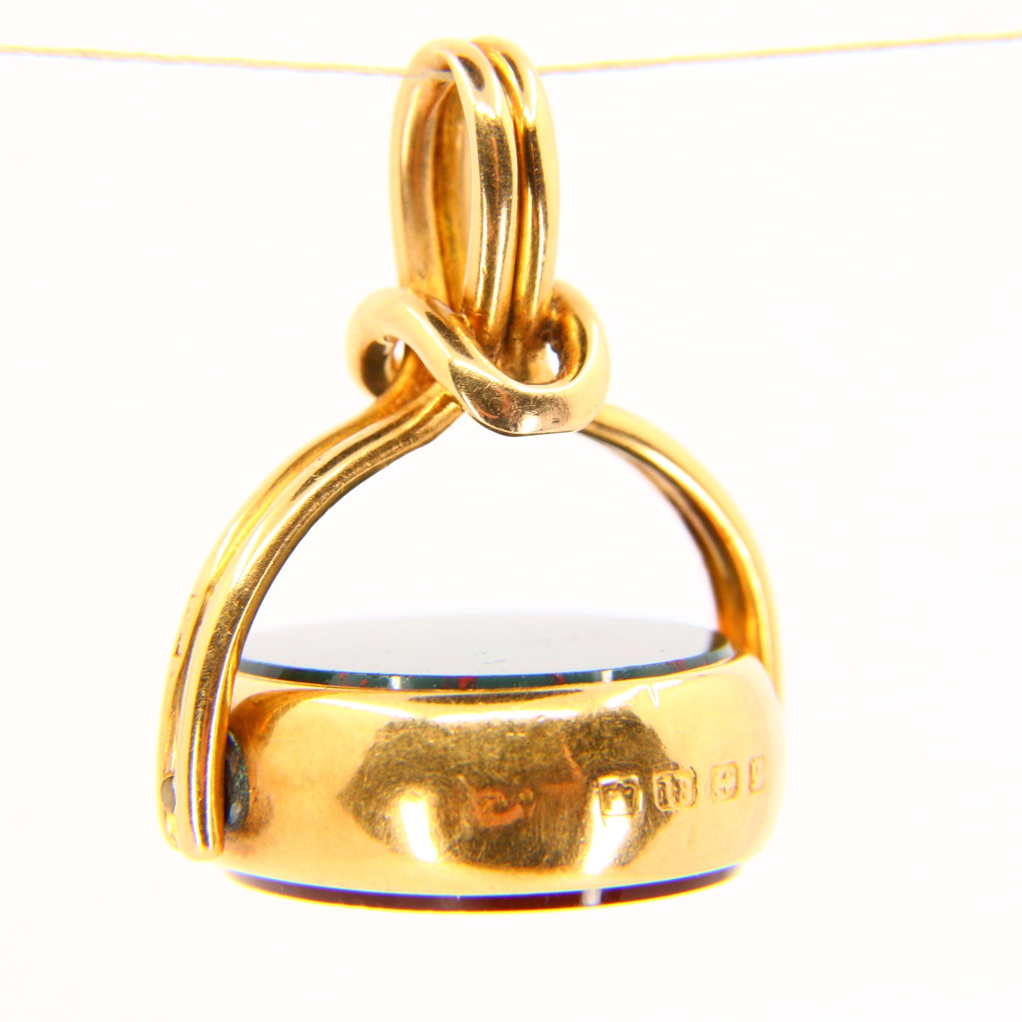 Antique Hallmarked 18ct Gold Spinner Pendant Bloodstone Carnelian Fob